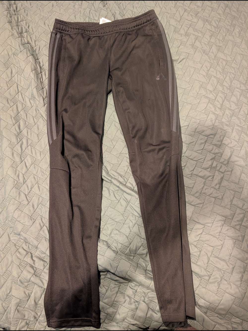 adidas Black Track Pants with Gray Stripe